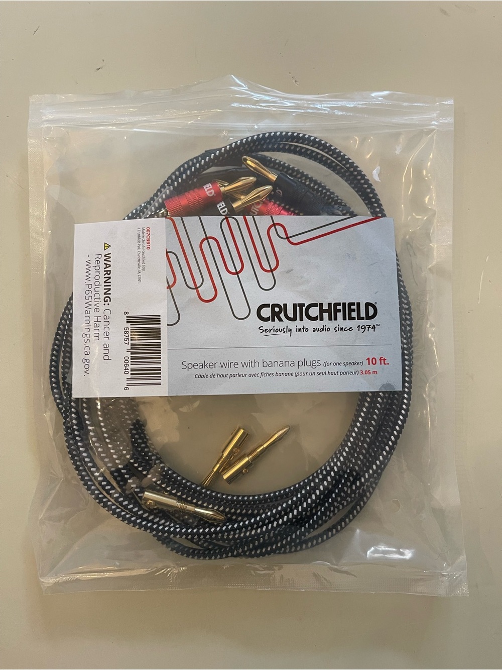 Read ! Crutchfield 14 Gauge Speaker Wire 10 Foot, 2 Conductors w/Banana Terminal